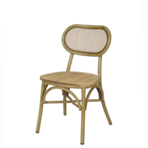 Cadira Traviata estructura deco bambú, respaldo textilene negro y asiento